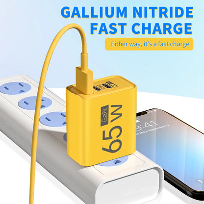 65W Gan USB C Fast Charger 3In1 Multi Ports Quick Charge 3.0 Wall Adapter EU US KR Plug Travel Charger for Iphone Samsung Xiaomi